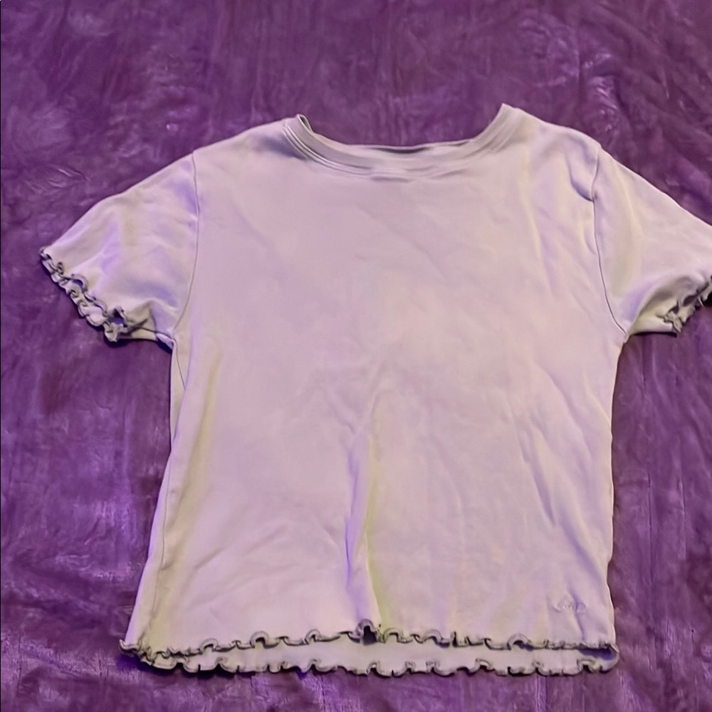 White Ruffle Hem T-Shirt